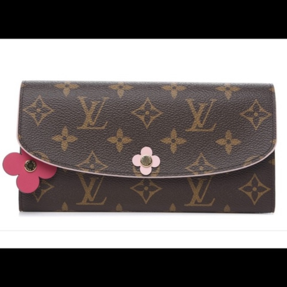 š«SOLDš«Louis Vuitton Long Wallet Portefeuille Emilie Brown Monogram with Pink - Picture 1 of 8